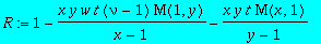 R := 1-x*y*w*t*(nu-1)*M(1,y)/(x-1)-x*y*t*M(x,1)/(y-1)