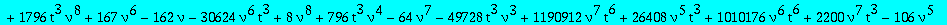 alg1 := 8388608*nu^10*t^13*Q1^5-16*nu^6*t^9*(360448*t^3*nu^4-11180*nu^3+5972*nu+2795*nu^4+950272*t^3*nu^3+8194*nu^2-18069)*Q1^4+8*t^5*nu^2*(-255*nu^2+324+1796*t^3*nu^8+167*nu^6-162*nu-30624*nu^6*t^3+8*...