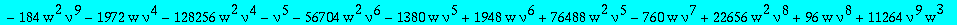 alg1t := 8388608*nu^10*w^3*Q1t^5-16*w^2*nu^6*(950272*w*nu^3-18069+2795*nu^4+5972*nu-11180*nu^3+360448*w*nu^4+8194*nu^2)*Q1t^4+8*w*nu^2*(-30624*w*nu^6-49728*w*nu^3+796*w*nu^4-256*nu^4-64*nu^7+125440*w^2...
