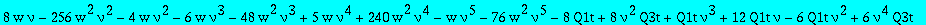8*w*nu-256*w^2*nu^2-4*w*nu^2-6*w*nu^3-48*w^2*nu^3+5*w*nu^4+240*w^2*nu^4-w*nu^5-76*w^2*nu^5-8*Q1t+8*nu^2*Q3t+Q1t*nu^3+12*Q1t*nu-6*Q1t*nu^2+6*nu^4*Q3t-12*nu^3*Q3t-nu^5*Q3t-144*Q1t*w*nu^5*Q3t+288*Q1t*w*nu...