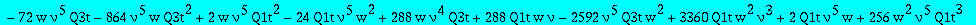 8*w*nu-256*w^2*nu^2-4*w*nu^2-6*w*nu^3-48*w^2*nu^3+5*w*nu^4+240*w^2*nu^4-w*nu^5-76*w^2*nu^5-8*Q1t+8*nu^2*Q3t+Q1t*nu^3+12*Q1t*nu-6*Q1t*nu^2+6*nu^4*Q3t-12*nu^3*Q3t-nu^5*Q3t-144*Q1t*w*nu^5*Q3t+288*Q1t*w*nu...