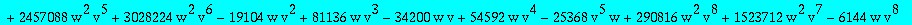 algQ1t := -2097152*w^3*(1+v)^10*Q1t^5+64*w^2*(1+v)^6*(-768*v^4+81920*w*v^4+208896*w*v^3+3072*v^3-6752*v^2+135168*w*v^2+7360*v-28672*w*v-36864*w-117)*Q1t^4-16*w*(1+v)^2*(1749*v^2-3076*v^3+2823*v^4-1770*...