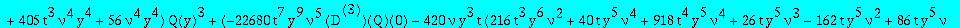 eqcatQ := (-378*t^7*y^8*nu^5*Q(y)+7*t^5*y^5*nu^3*(-18*t^2*nu^2+20*y^2+59*nu*y^2+29*nu^2*y^2+18*nu^2*y*t))*`@@`(D,5)(Q)(0)+(-136080*t^7*y^8*nu^5*Q(y)+1260*t^5*y^5*nu^3*(-36*t^2*nu^2+36*nu^2*y*t-55*y^2+9...
