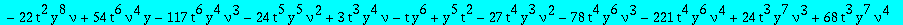 eqcatQ := (-378*t^7*y^8*nu^5*Q(y)+7*t^5*y^5*nu^3*(-18*t^2*nu^2+20*y^2+59*nu*y^2+29*nu^2*y^2+18*nu^2*y*t))*`@@`(D,5)(Q)(0)+(-136080*t^7*y^8*nu^5*Q(y)+1260*t^5*y^5*nu^3*(-36*t^2*nu^2+36*nu^2*y*t-55*y^2+9...