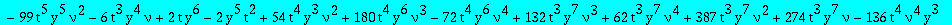 eqcatQ := (-378*t^7*y^8*nu^5*Q(y)+7*t^5*y^5*nu^3*(-18*t^2*nu^2+20*y^2+59*nu*y^2+29*nu^2*y^2+18*nu^2*y*t))*`@@`(D,5)(Q)(0)+(-136080*t^7*y^8*nu^5*Q(y)+1260*t^5*y^5*nu^3*(-36*t^2*nu^2+36*nu^2*y*t-55*y^2+9...