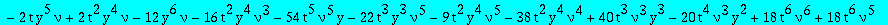 eqcatmixte := (-378*t^7*y^8*nu^4*Q(y)+7*t^5*y^5*nu^2*(-18*t^2*nu^2+20*y^2+59*nu*y^2+29*nu^2*y^2+18*nu^2*y*t))*`@@`(D,5)(Q)(0)+(-34020*nu^6*t^9*y^8*Q(y)-315*t^7*y^5*nu^4*(648*nu^3*t^3*y^2-163*nu^2*y^2+3...