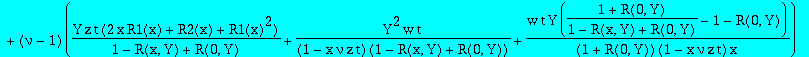 eqR0 := -(1+R(0,Y))/(1-R(x,Y)+R(0,Y))+1+z*t/Y*(1+R(0,Y))*((1+R(0,Y))/(1-R(x,Y)+R(0,Y))-1-Y/(1+R(0,Y))*R1(x))+q*Y^2*w*t/(1-R(x,Y)+R(0,Y))+x*Y*z*t*R1(x)/(1-R(x,Y)+R(0,Y))+x*z*t*((1+R(0,Y))/(1-R(x,Y)+R(0,...
