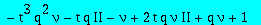 -t^2*(nu-1)*V1^2+(t^2*(-2+q)*(nu-1)*V2-t*(4*t*a*nu+t*a*q-t*a*q*nu-4*t*a+t*q*nu*II-2*nu-q+q*nu+2))*V1-t^2*(nu-1)*V2^2-t*(4*t*a*nu+t*a*q-t*a*q*nu-4*t*a+t*q*nu*II-2*nu-q+q*nu+2)*V2-4*t^2*a^2*nu+4*t^2*a^2-...