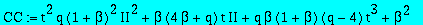 CC := t^2*q*(1+beta)^2*II^2+beta*(4*beta+q)*t*II+q*beta*(1+beta)*(q-4)*t^3+beta^2