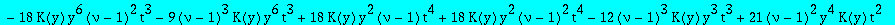 eqinv := -1/2*(-36*K(y)*y^3*(nu-1)*t^3-18*K(y)^2*y^5*(nu-1)*t+6*(nu-1)^3*K(y)^2*y^4*t^2-6*(nu-1)^3*K(y)^2*y^5*t+6*(nu-1)^3*K(y)*y^2*t^4-9*K(y)*y^6*(nu-1)*t^3-18*K(y)*y^6*(nu-1)^2*t^3-9*(nu-1)^3*K(y)*y^...