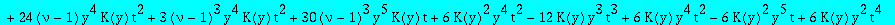 eqinv := -1/2*(-36*K(y)*y^3*(nu-1)*t^3-18*K(y)^2*y^5*(nu-1)*t+6*(nu-1)^3*K(y)^2*y^4*t^2-6*(nu-1)^3*K(y)^2*y^5*t+6*(nu-1)^3*K(y)*y^2*t^4-9*K(y)*y^6*(nu-1)*t^3-18*K(y)*y^6*(nu-1)^2*t^3-9*(nu-1)^3*K(y)*y^...