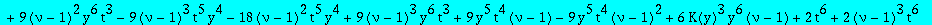 eqinv := -1/2*(-36*K(y)*y^3*(nu-1)*t^3-18*K(y)^2*y^5*(nu-1)*t+6*(nu-1)^3*K(y)^2*y^4*t^2-6*(nu-1)^3*K(y)^2*y^5*t+6*(nu-1)^3*K(y)*y^2*t^4-9*K(y)*y^6*(nu-1)*t^3-18*K(y)*y^6*(nu-1)^2*t^3-9*(nu-1)^3*K(y)*y^...