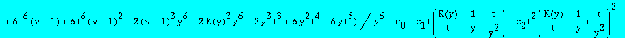 eqinv := -1/2*(-36*K(y)*y^3*(nu-1)*t^3-18*K(y)^2*y^5*(nu-1)*t+6*(nu-1)^3*K(y)^2*y^4*t^2-6*(nu-1)^3*K(y)^2*y^5*t+6*(nu-1)^3*K(y)*y^2*t^4-9*K(y)*y^6*(nu-1)*t^3-18*K(y)*y^6*(nu-1)^2*t^3-9*(nu-1)^3*K(y)*y^...