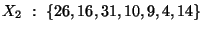 $ X_2 : \{26,16,31,10,9,4,14\}$