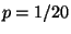 $ p=1/20$
