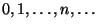 $ 0,1,\ldots,n,\ldots$
