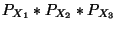 $\displaystyle P_{X_1} \ast
P_{X_2} \ast P_{X_3}$