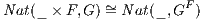 Nat(_ × F,G) ~= Nat(_,GF )