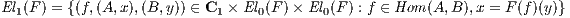 El1(F ) = {(f,(A, x),(B,y)) ∈ C1 × El0(F)× El0(F) : f ∈ Hom (A,B ),x = F(f)(y)} 