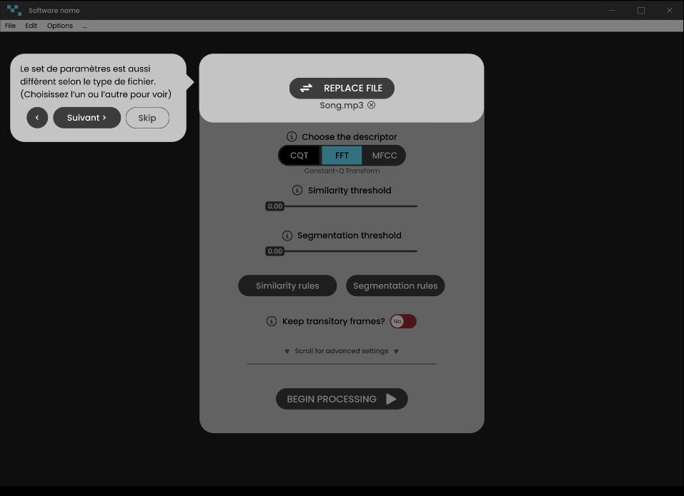 interface paramètres