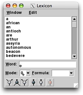 The Grail lexicon window for grammar grail0.pl