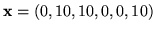 ${\bf x}=(0,10,10,0,0,10)$
