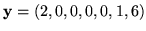 ${\bf y}=(2,0,0,0,0,1,6)$